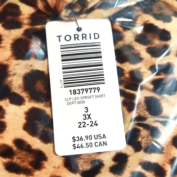 ❤️NWT VINTAGE TORRID SHIRT - LEOPARD PRINT SUPER SOFT BUTTON SLEEP TOP PLUS SIZE - Picture 6 of 10
